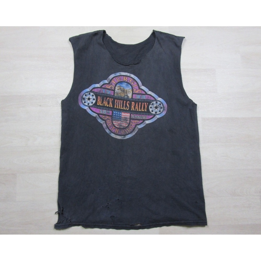 Vintage 90s Sturgis Black Hills Rally Cutoff T Shirt Men's (L) Tank Top Biker